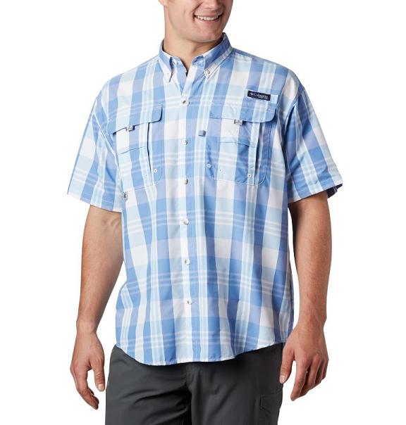 Columbia PFG Super Bahama Fishing Shirts Blue For Men's NZ95203 New Zealand